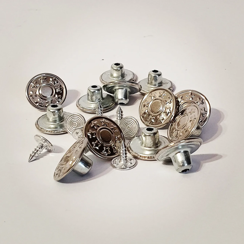 Гудзик для джинсів 17 мм з малюнком Зірки (Нікель) 100 шт
